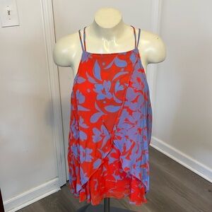 Maeve Red and Blue Floral Tank Blouse